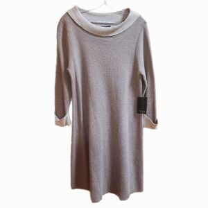 Adrienne Vittadini Elegant Gray Taupe Sweater Women's Dress